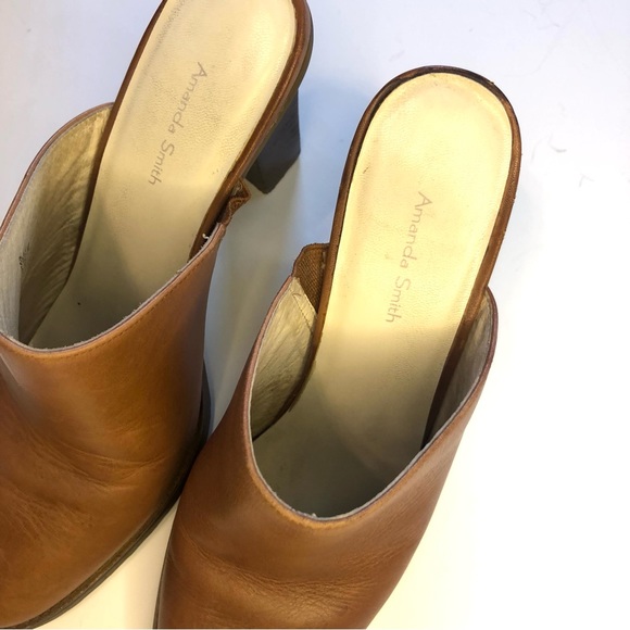 Amanda Smith Smooth Leather High Heeled Mules Size 8 Gently Used - Picture 2 of 11